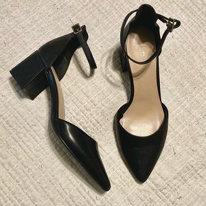 Aldo black pointed toe block heel pumps